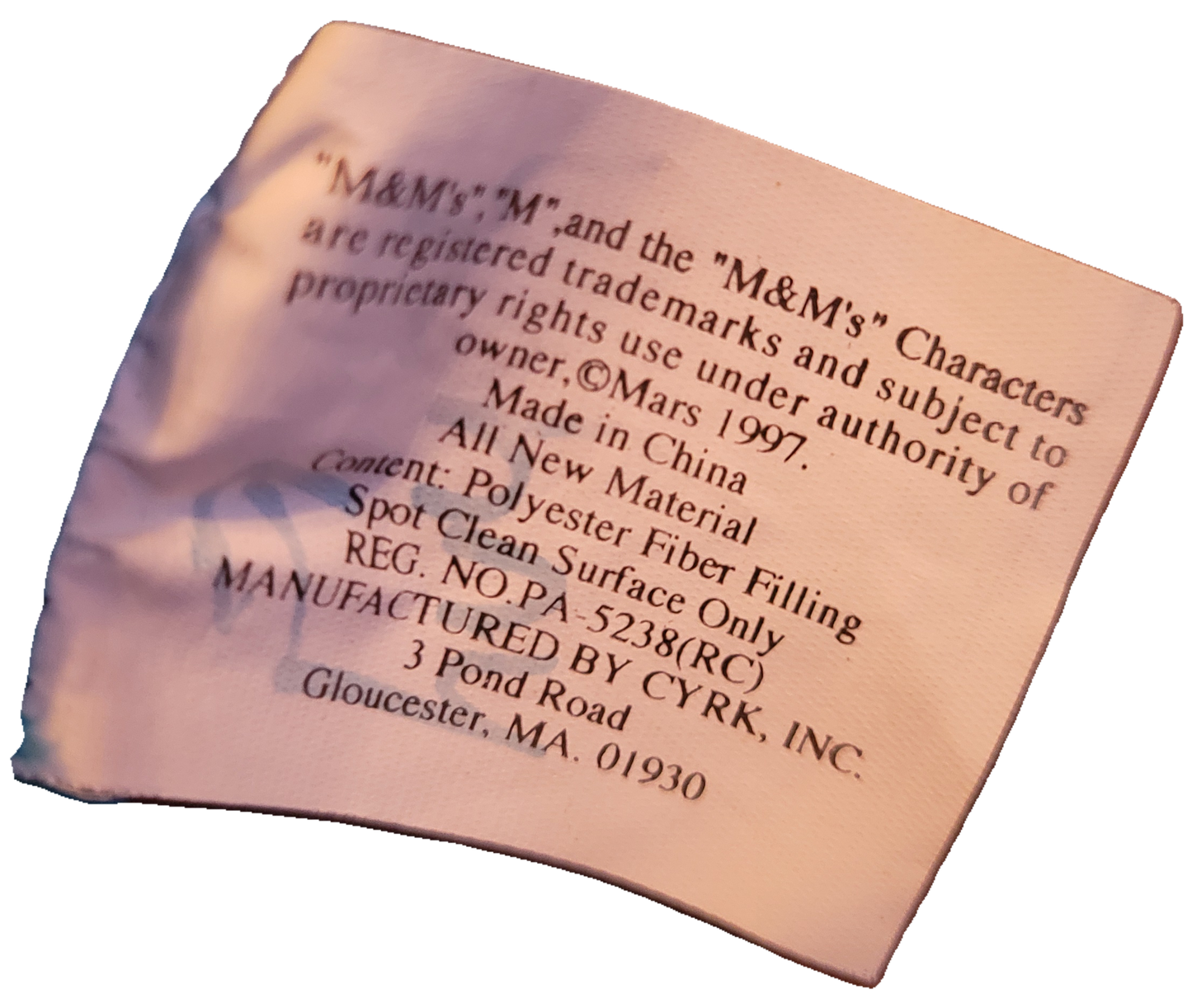 1997 Vintage M&M's Blue Stuffed Doll