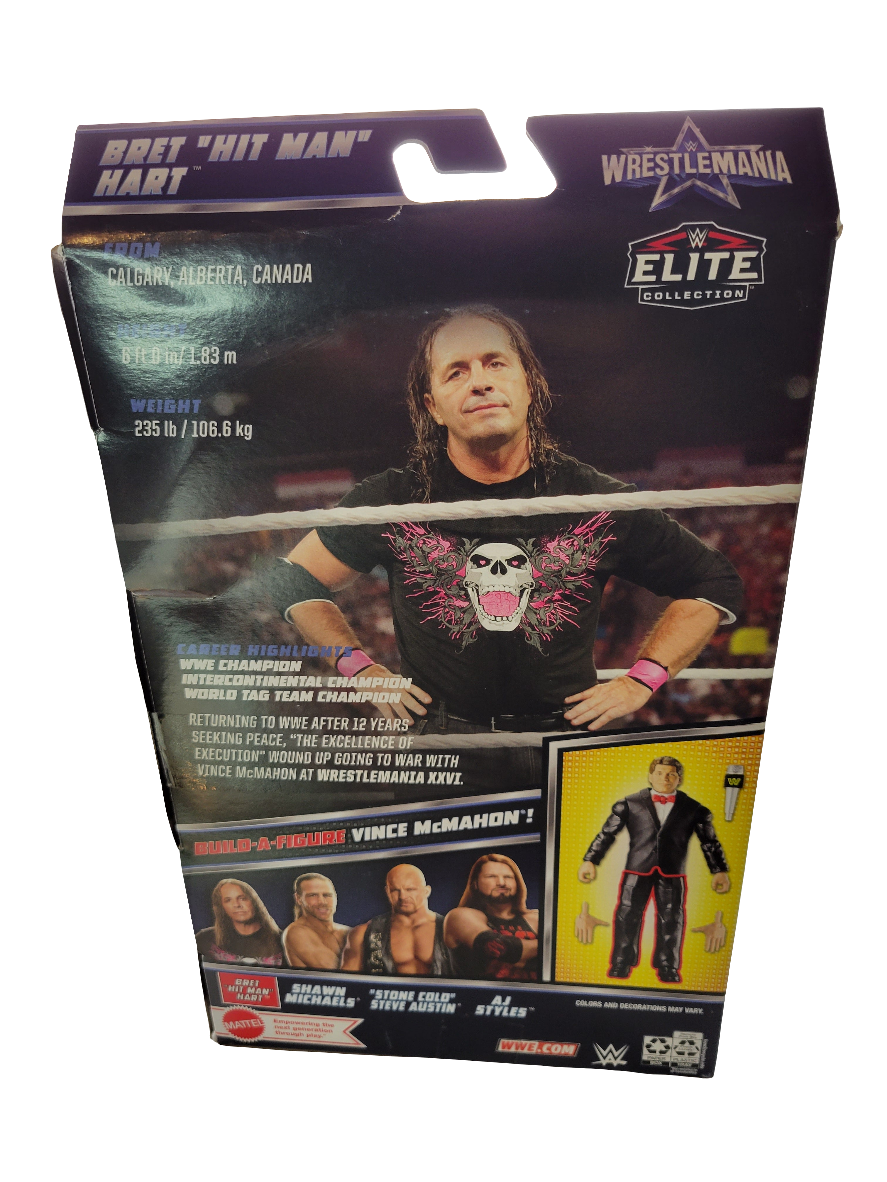 Mattel WWE Wrestlemania 38 Elite Series Bret "Hitman" Hart Action Figure (No BAF Piece)