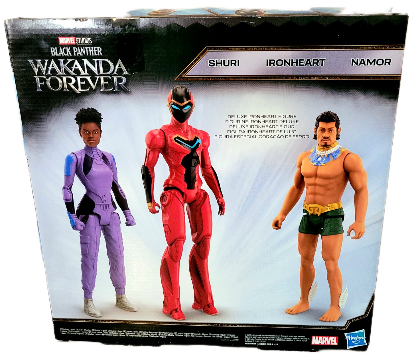 Hasbro Marvel Black Panther Wakanda Forever Shuri, Namor, and Iron Ironheart Titan Hero Series 3-Pack (Damaged Packaging)