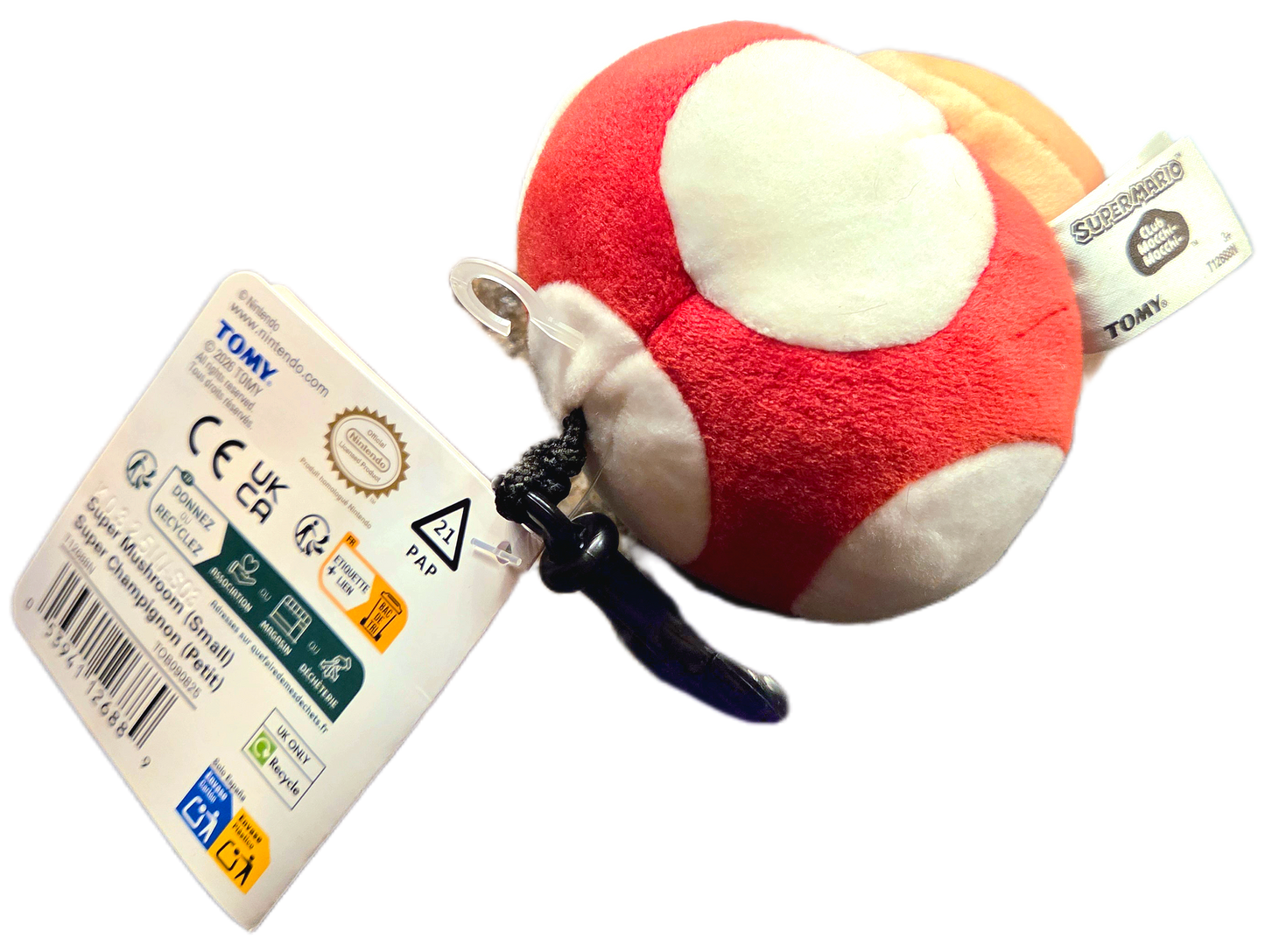 Tomy Nintendo Club Mocchi Mocchi Super Mario Mushroom Plush Keychain