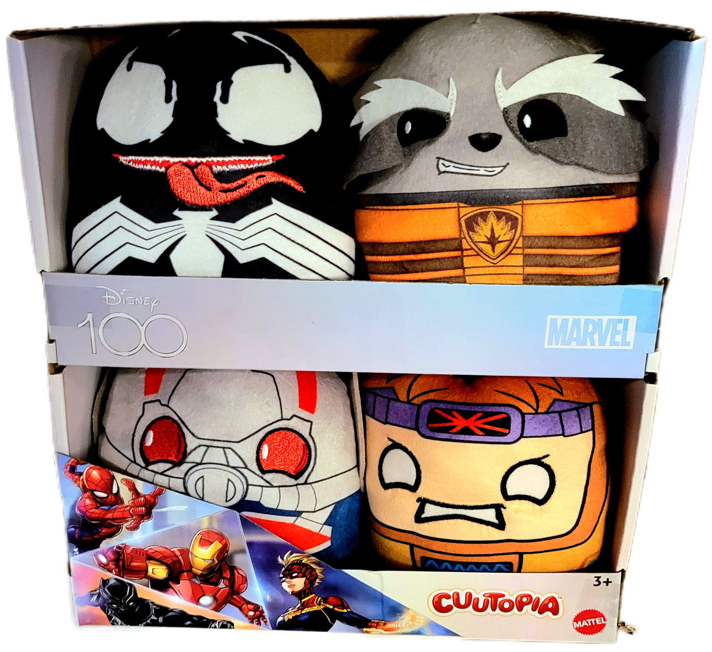 Mattel Marvel Disney 100 Cuutopia 4-Pack Mini Plush Figures (Venom, Rocket Raccoon, Ant-Man, Modok)