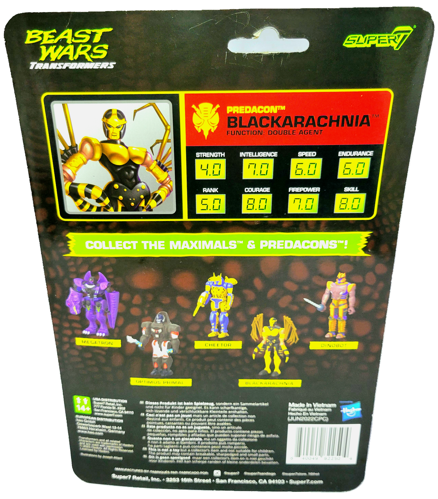 Super7 Beast Wars Transformers Blackarachnia ReAction Action Figure
