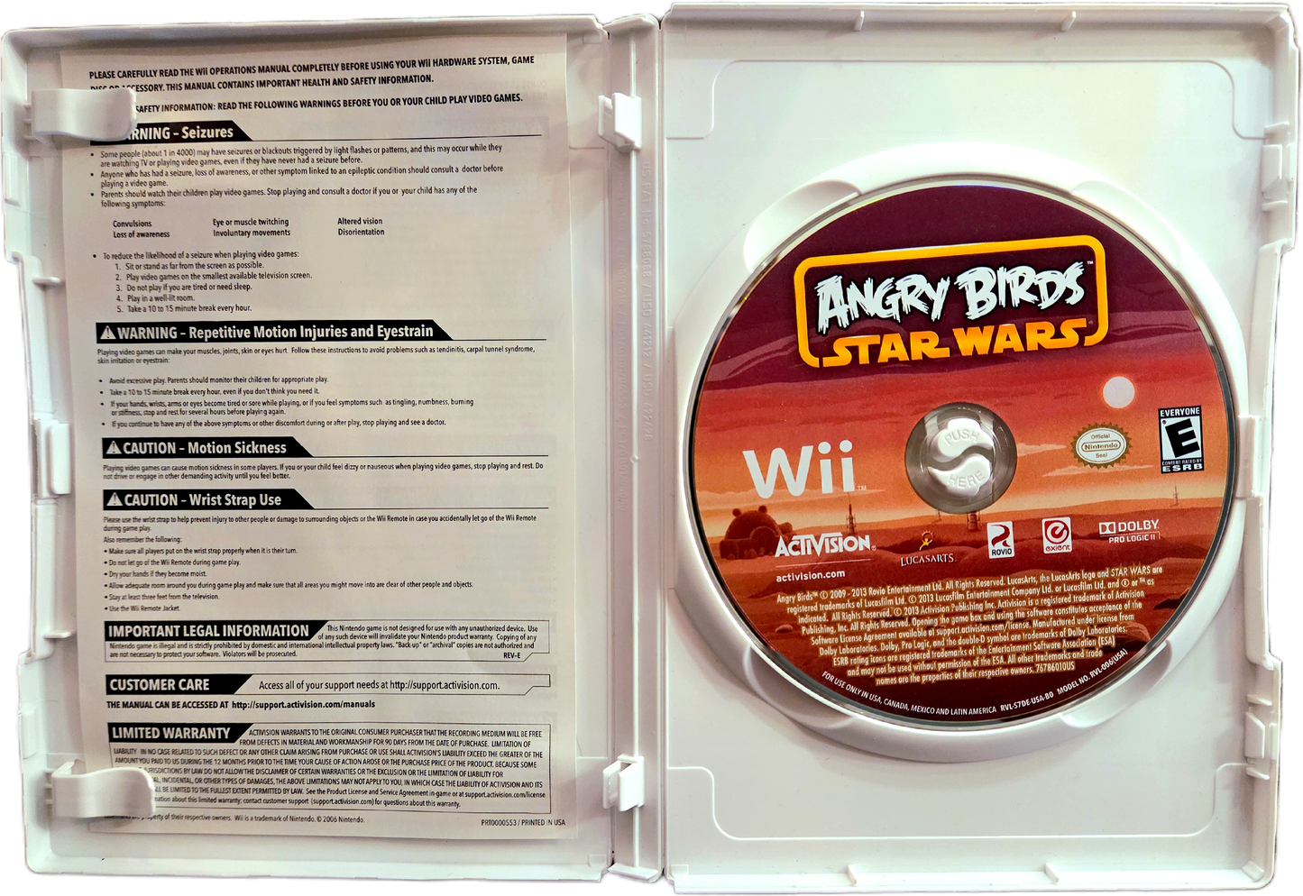 Nintendo Wii Activision Angry Birds Star Wars Used Video Game