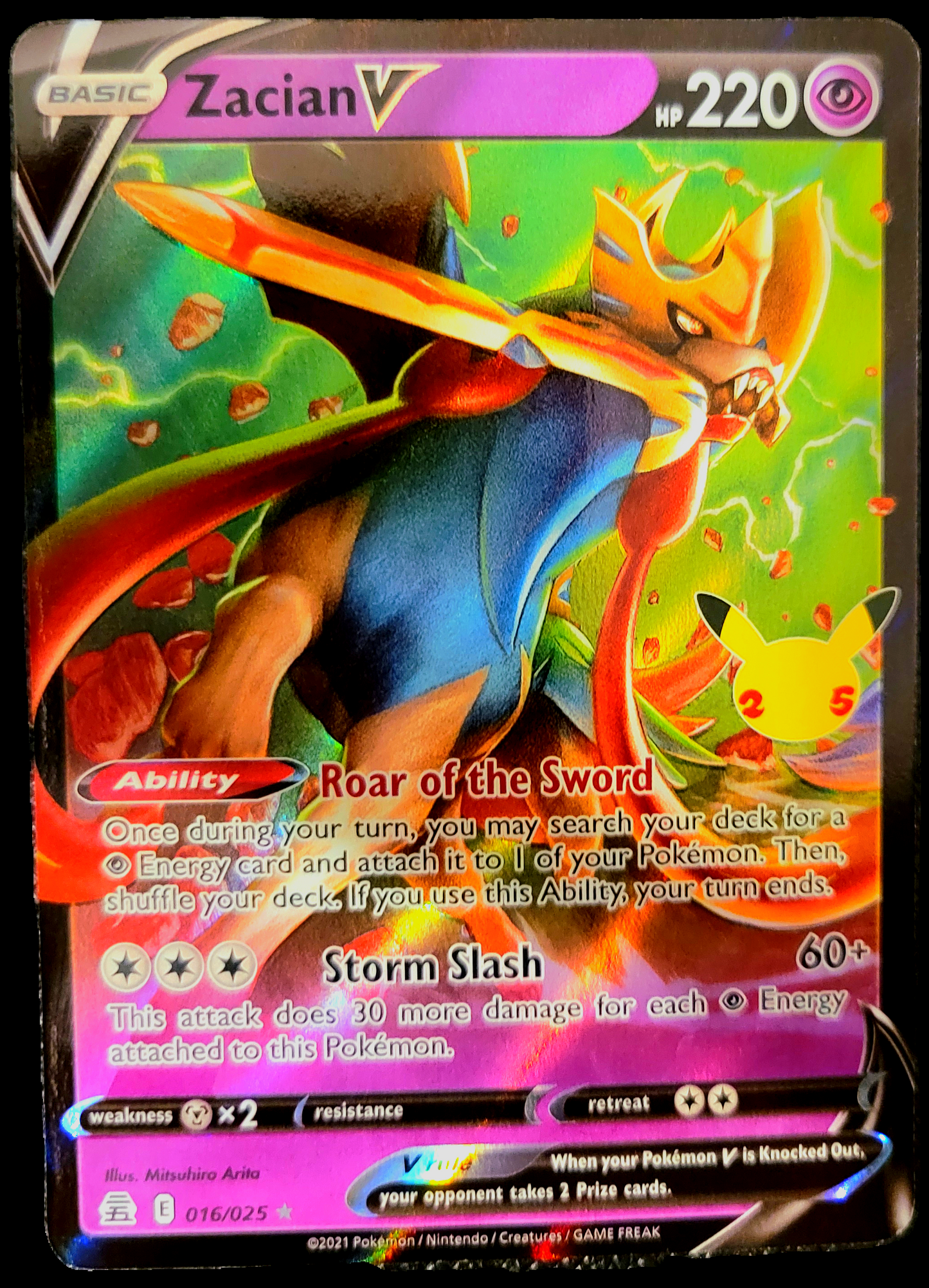 Zacian V Pokemon TCG 25th Anniversary Celebrations 16/25 Card