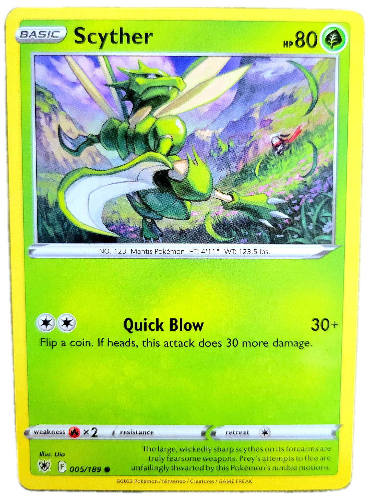 Pokemon Scyther 005/189 Non Holo Sword & Shield Card