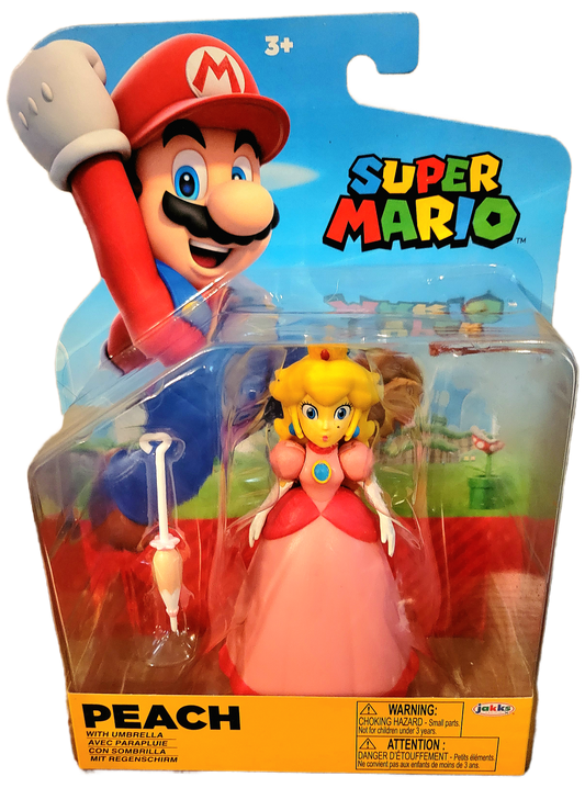 Jakks Pacific Nintendo Super Mario Princess Peach with Umbrella 4 Inch Action Figure