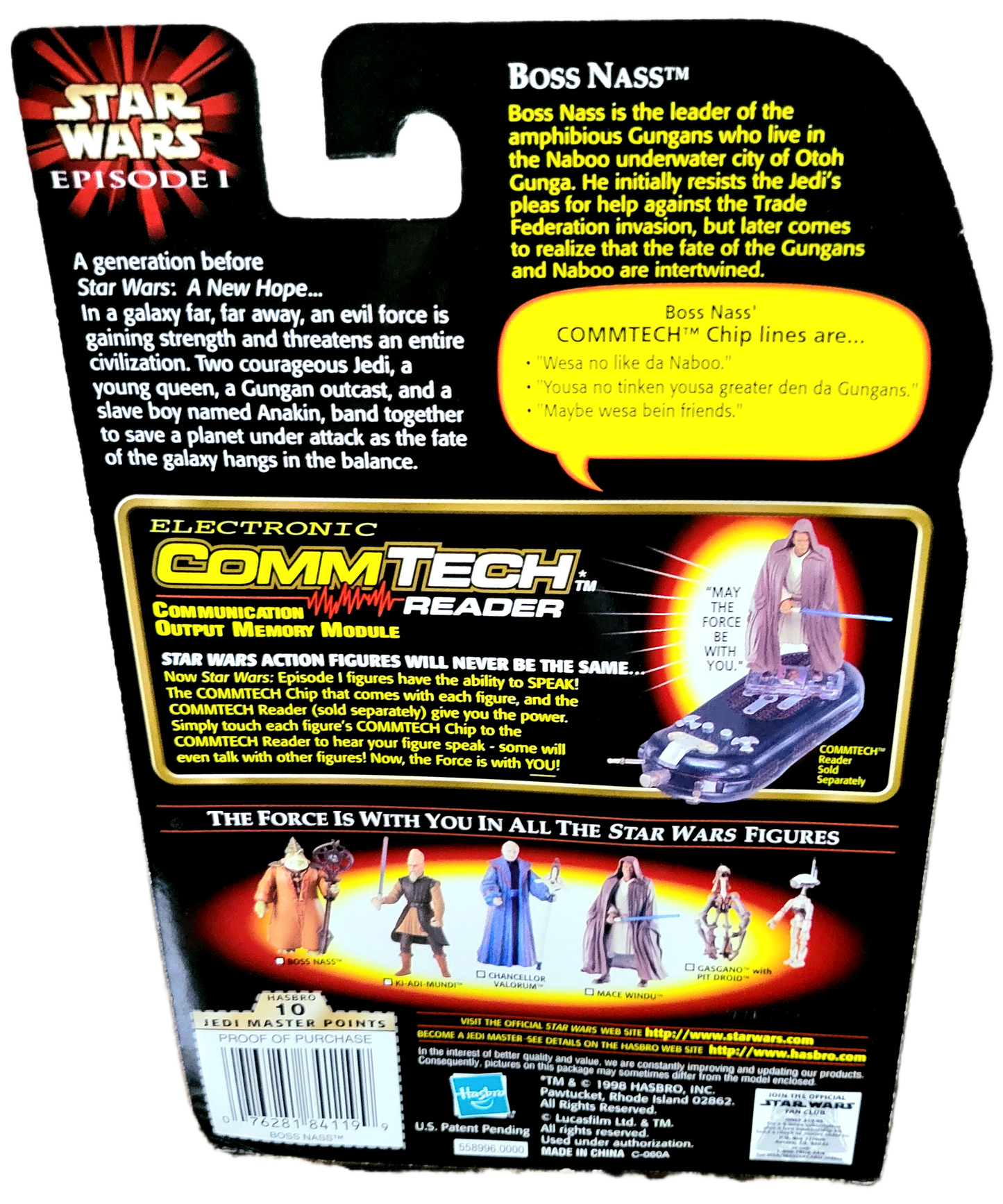 Hasbro (1998) Star Wars Episode I Boss Nass with Gungan Staff Commtech Action Figure