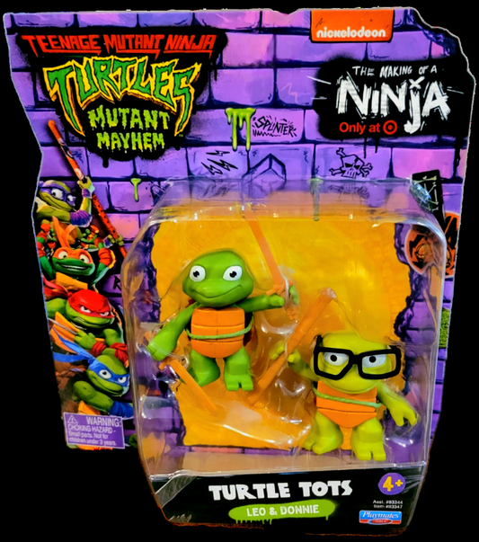 Playmates Teenage Mutant Ninja Turtles Mutant Mayhem The Making of a Ninja Turtle Tots Leo and Donnie Action Figure Set