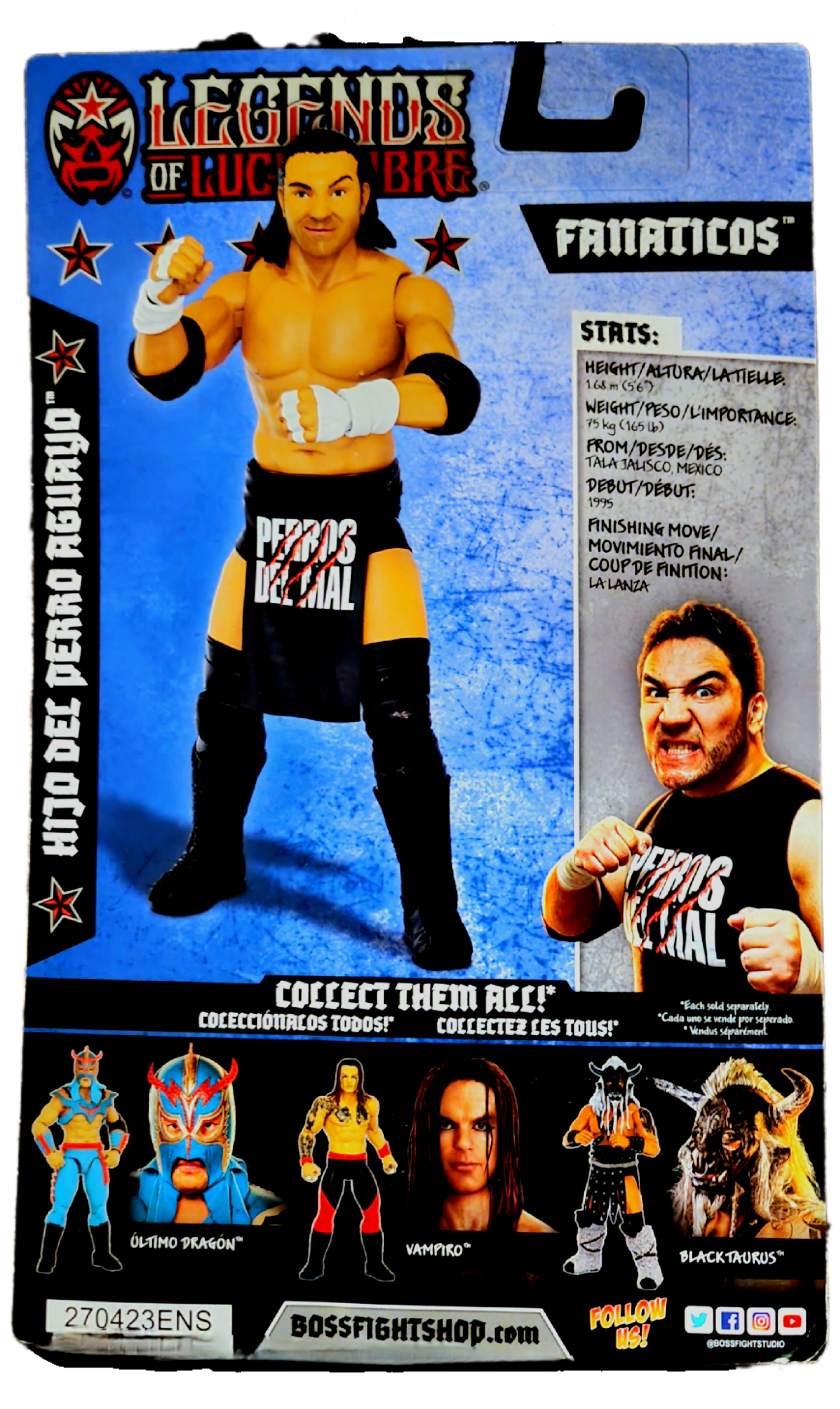 Boss Fight Legends of Lucha Libre Fanaticos Hijo Del Perro Aguayo Action Figure