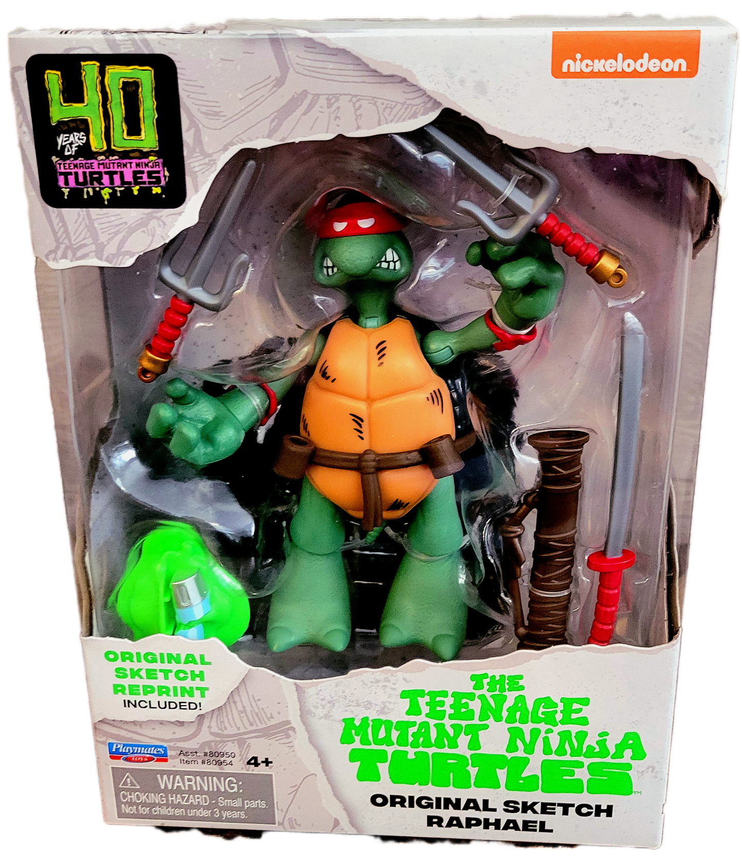 Playmates Nickelodeon Teenage Mutant Ninja Turtles 40th Anniversary Original Sketch Raphael Action Figure (Damaged Packaging)