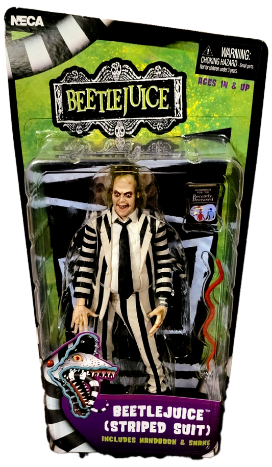 NECA Beetlejuice 7-Inch Scale Beetlejuice Black and White Suited Action Figure