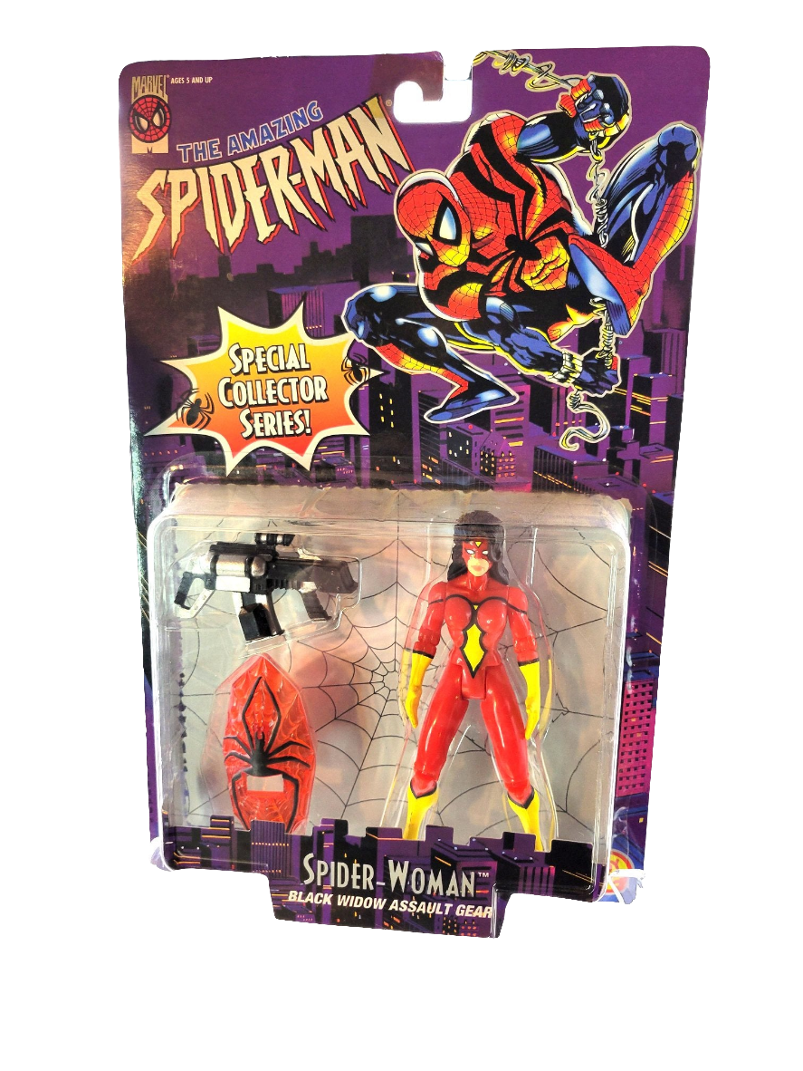 Toy Biz 1996 The Amazing Spiderman Special Collector Series Spider-Woman Black Widow Assault Gear Action Figure