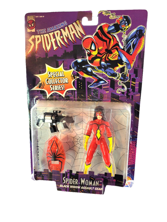 Toy Biz 1996 The Amazing Spiderman Special Collector Series Spider-Woman Black Widow Assault Gear Action Figure
