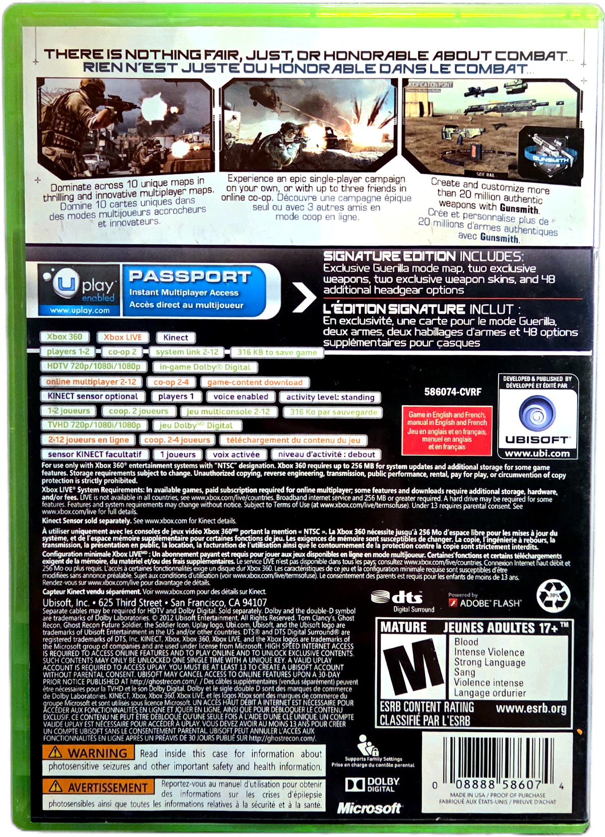 XBOX360 Ubisoft Tom Clancy's Ghost Recon Future Soldier Signature Edition Used Video Game