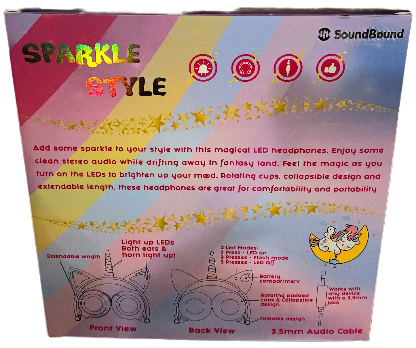 SoundBound Sparkle Style Pastel Unicorn Headphones