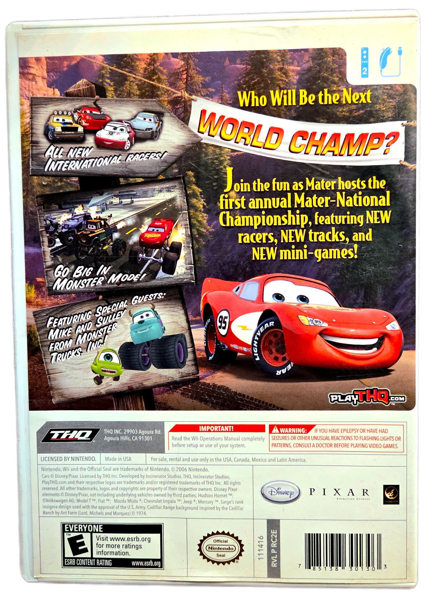 Nintendo Wii Disney Pixar Cars Mater-National Championship Used Video Game