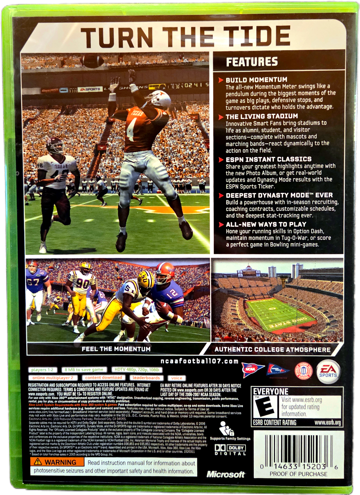 XBOX360 EA Sports NCAA Football 07 Used Video Game