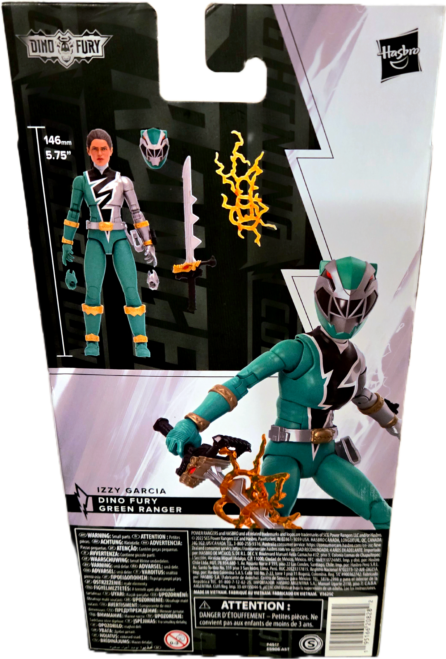 Hasbro Power Rangers Dino Fury Izzy Garcia Green Ranger Lightning Collection Action Figure