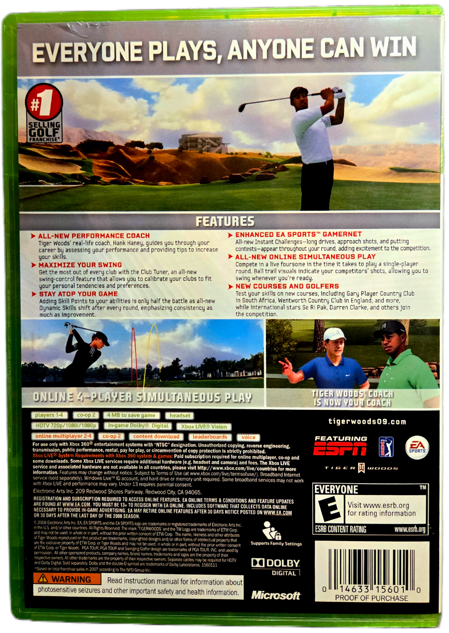 XBOX 360 EA Sports Tiger Woods PGA Tour 2009 Used Video Game