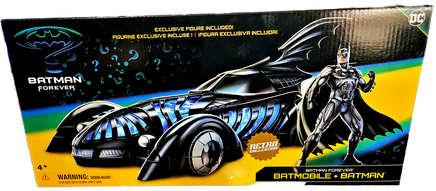 Spinmaster Toys DC Batman Forever Retro Collection Batmobile with Exclusive Batman Figure