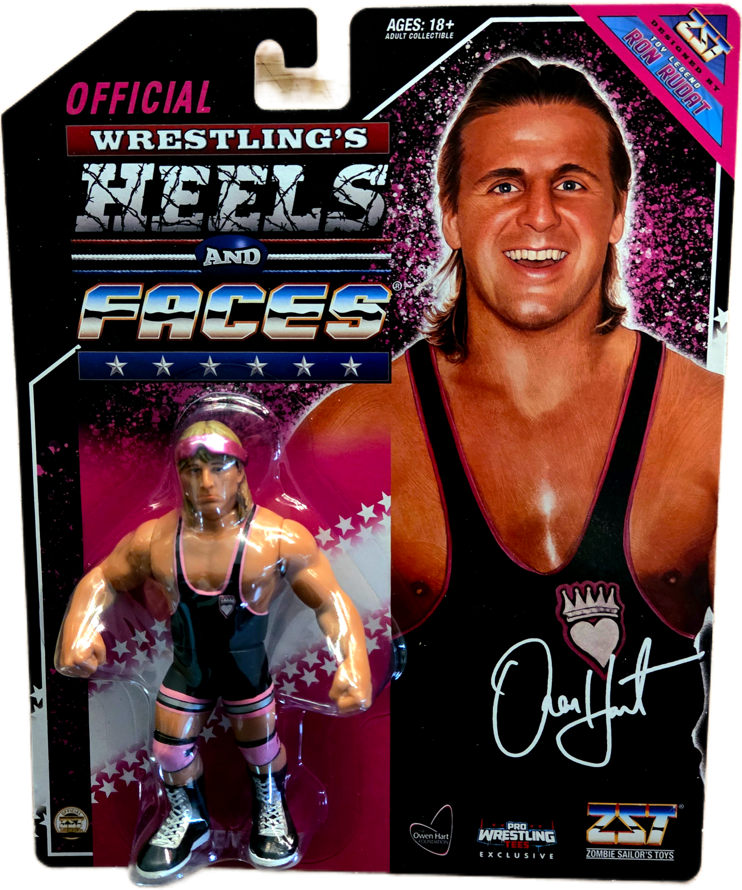 Zombie Sailor Toys Official Wrestling's Heels and Faces Pro Wrestling Tees Limited Edition Owen Hart Action Figure