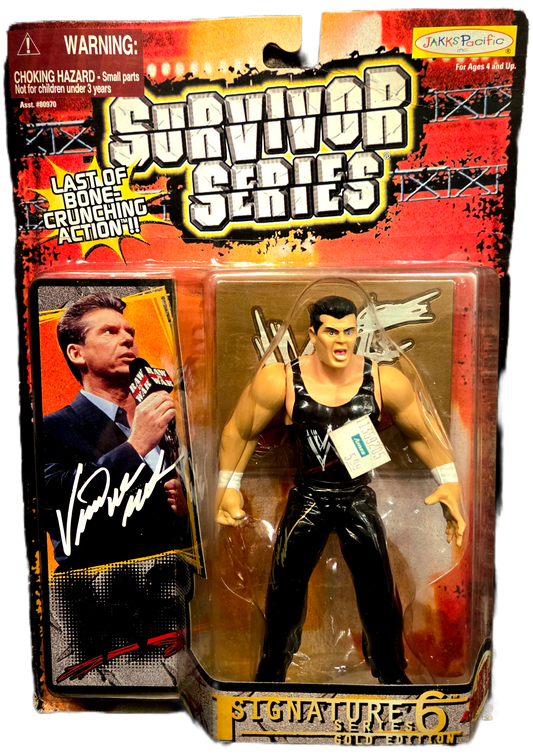 Jakks Pacific WWF Last of Bone Crunching Action Signature Series 6 Gold Edition Vince McMahon Action Figure (Damaged Packaging)