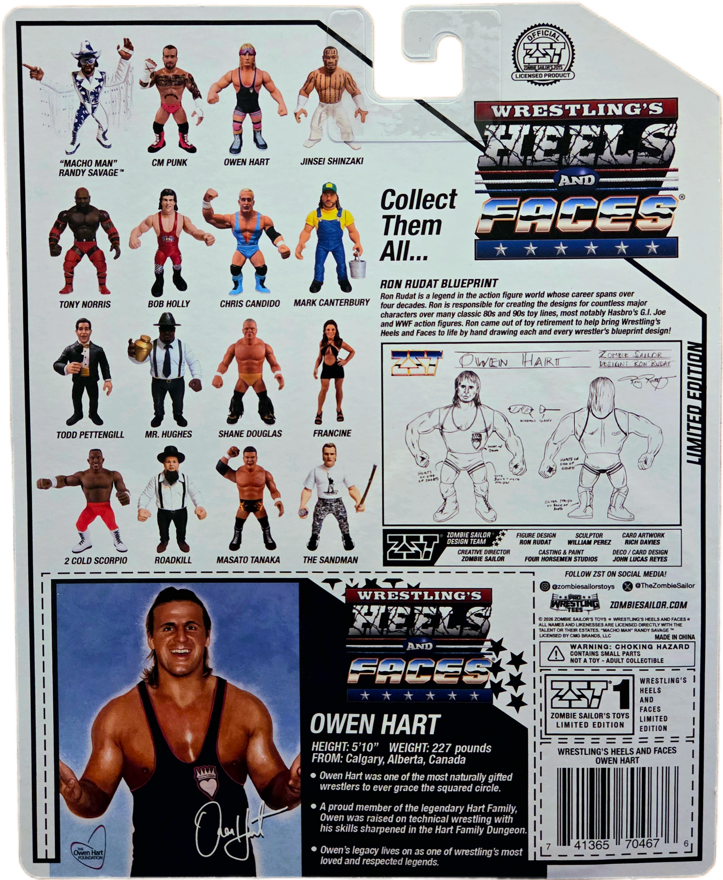 Zombie Sailor Toys Official Wrestling's Heels and Faces Pro Wrestling Tees Limited Edition Owen Hart Action Figure
