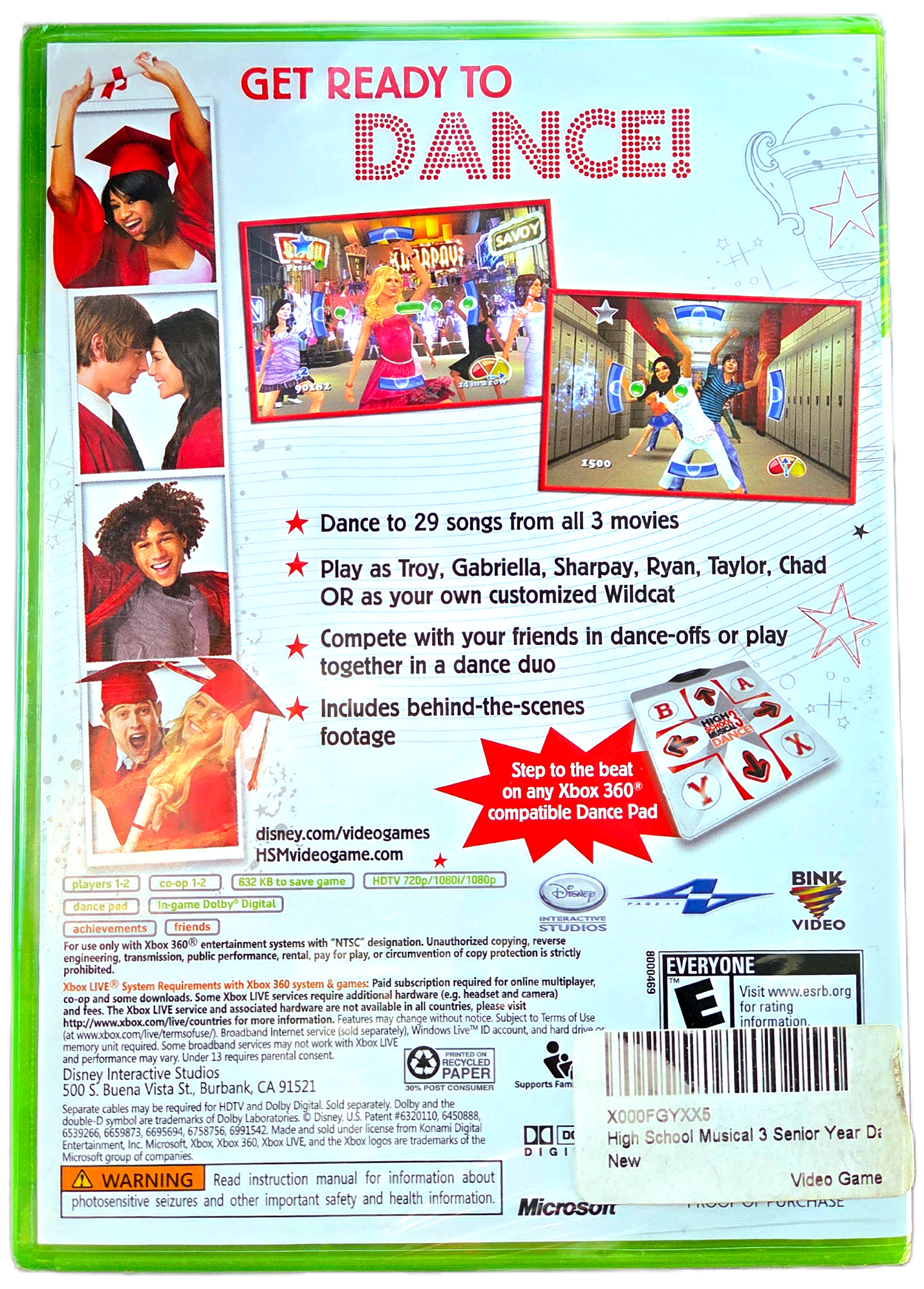 XBOX 360 Disney High School Musical 3 Senior Year Dance Sealed Video Game