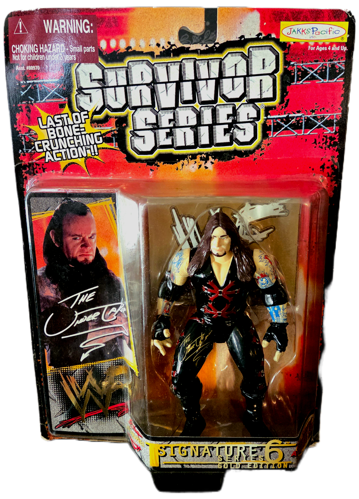 Jakks Pacific WWF Last of Bone Crunching Action Signature Series 6 Gold Edition Undertaker Action Figure (Damaged Packaging)