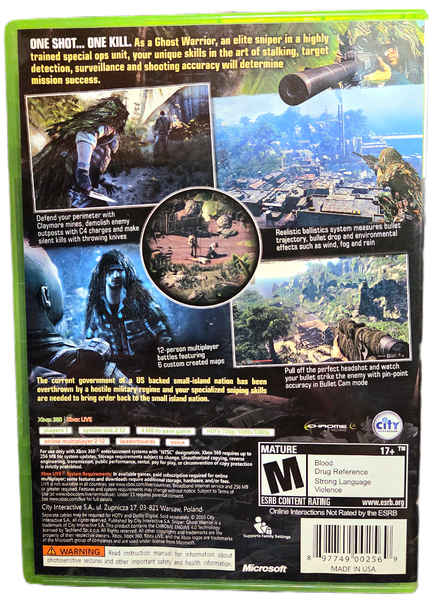 XBOX 360 Sniper Ghost Warrior Complete Used Video Game