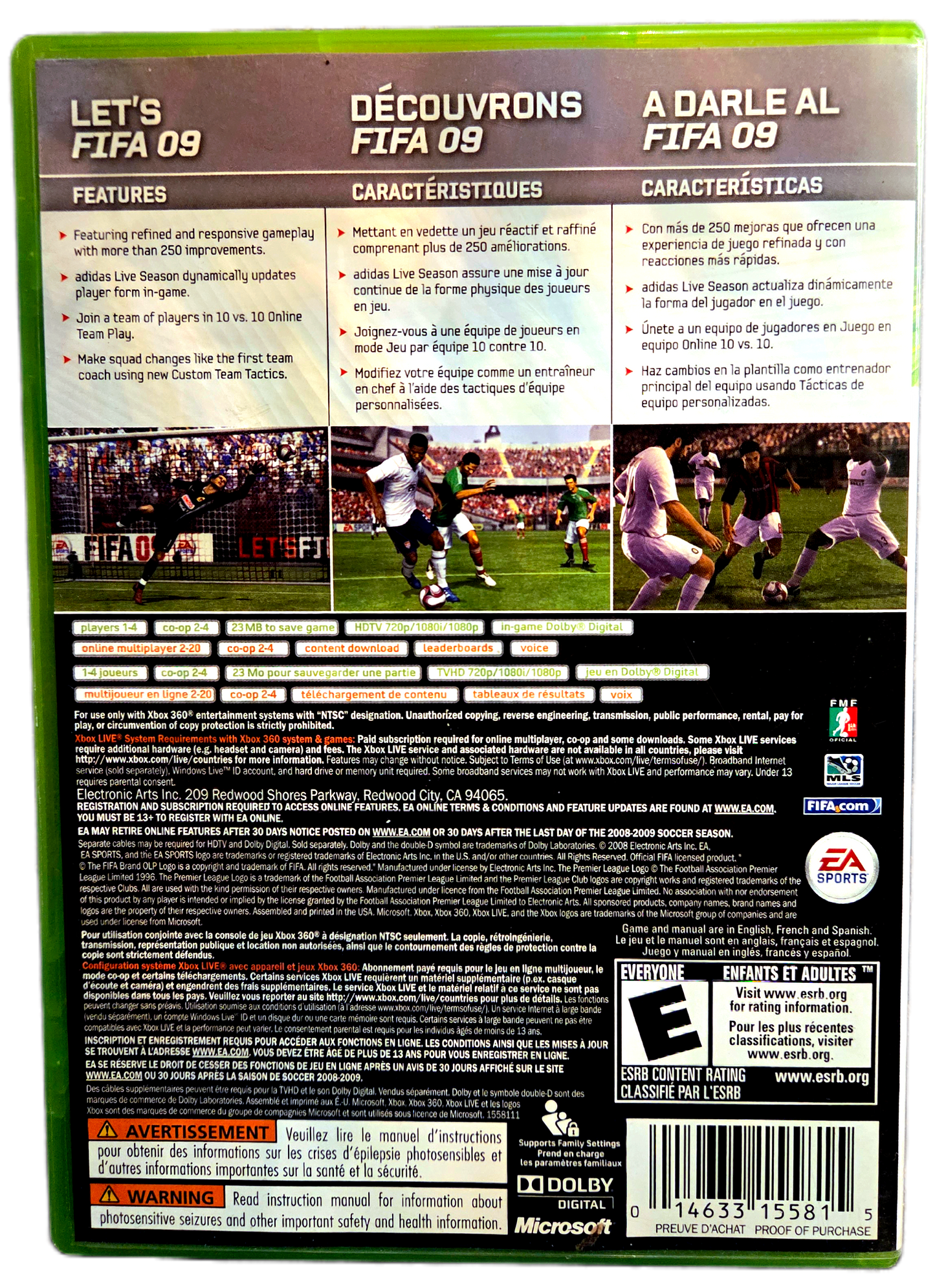 XBOX 360 EA Sports FIFA Soccer 09 Used Video Game