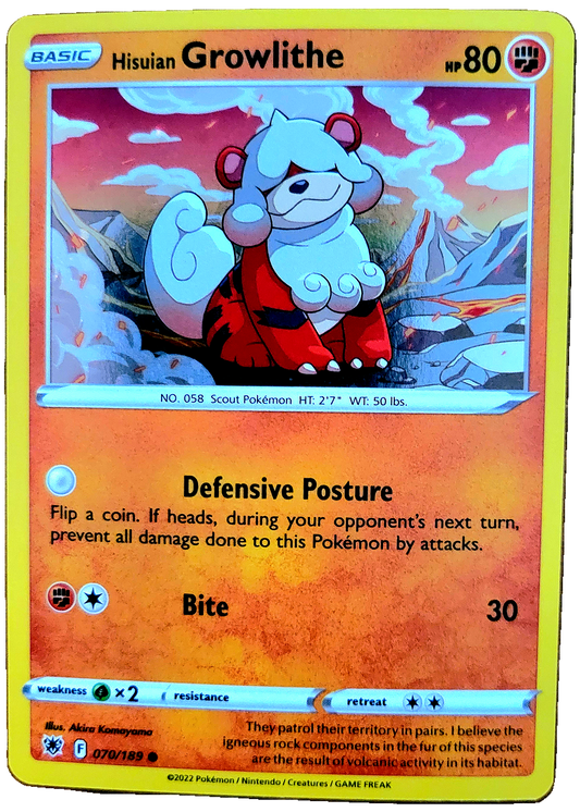Pokemon Hisuian Growlithe 070/189 NM / M - Astral Radiance Card