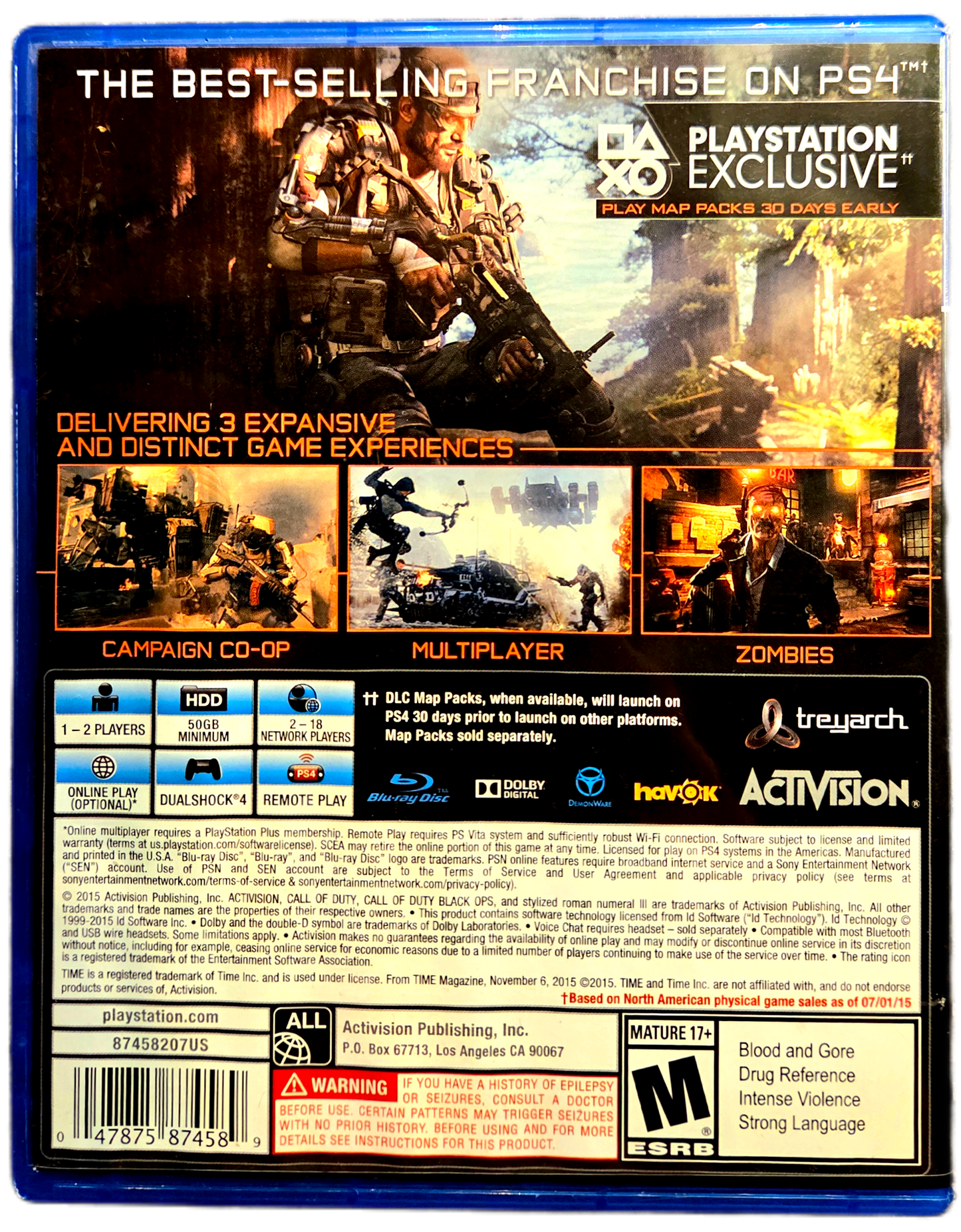 Sony Playstation 4 Activision Call of Duty Black Ops III Used Video Game