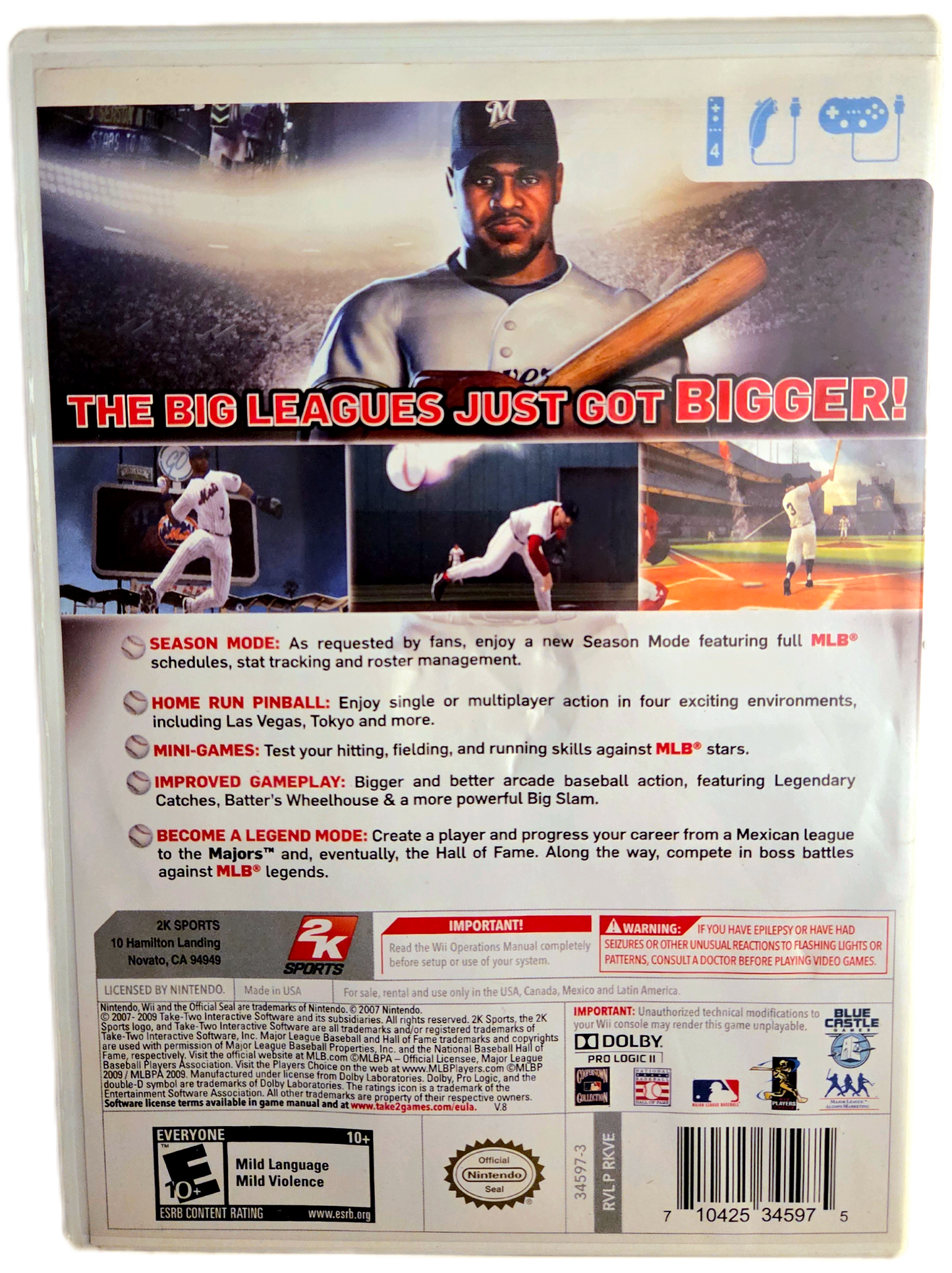 Nintendo Wii 2K Sports Major League Baseball The Bigs 2 Used Video Game