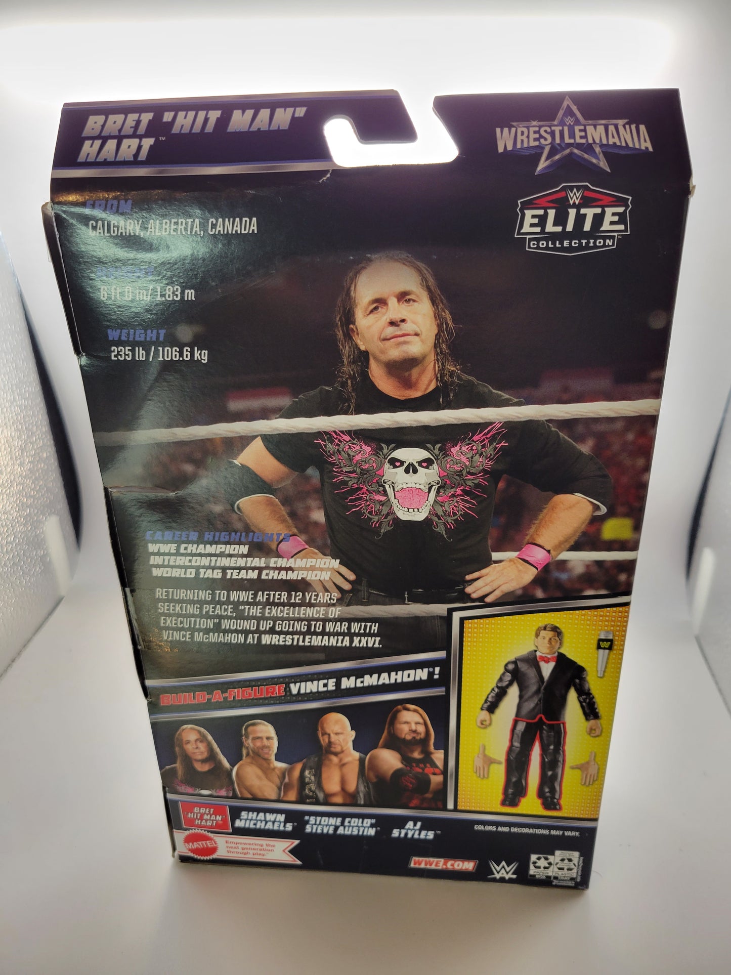 Mattel WWE Wrestlemania 38 Elite Series Bret "Hitman" Hart Action Figure (No BAF Piece)